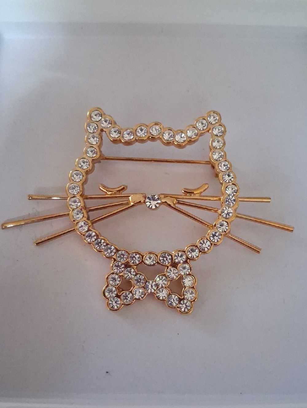 Rhinestone Kitty Brooch